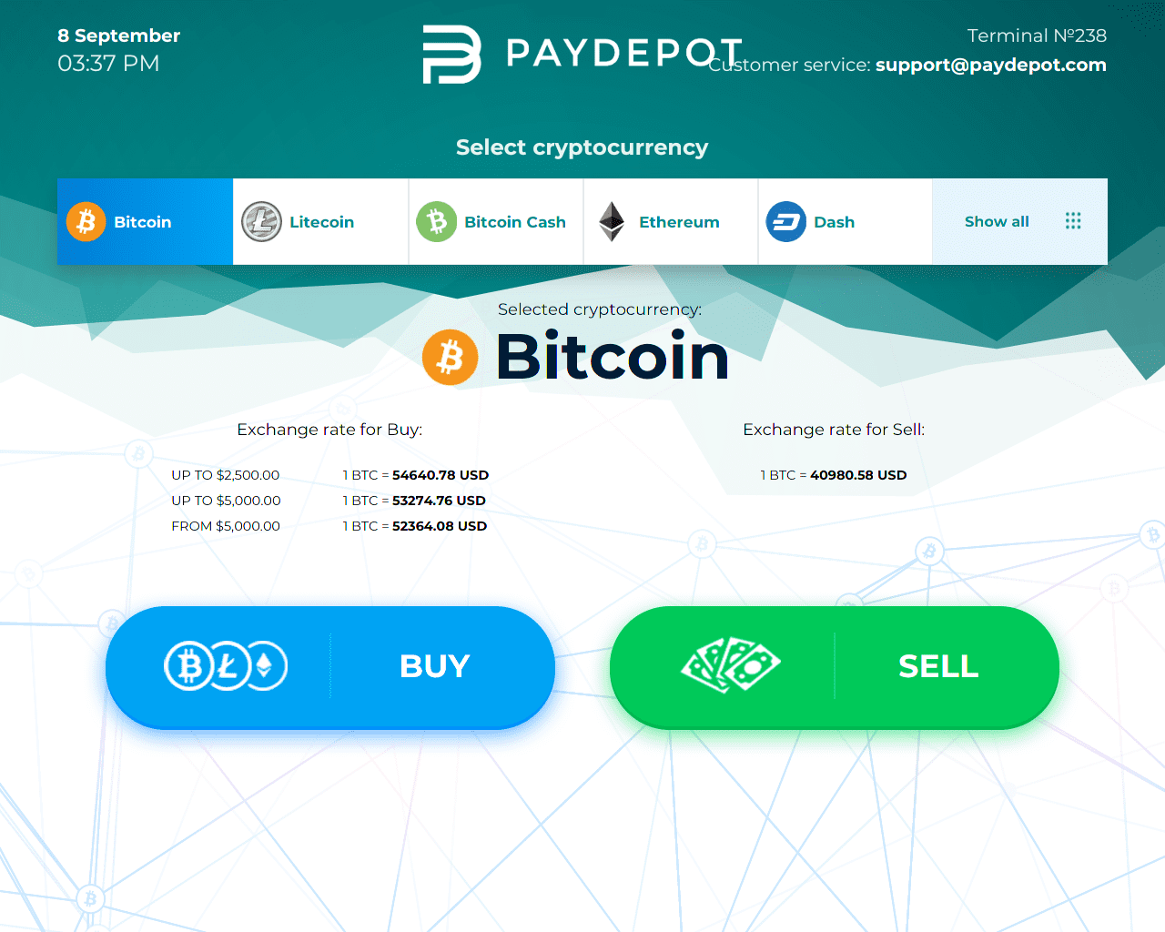 Sell Bitcoin for Cash - step 1
